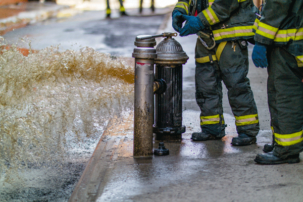 Downtown Express photo by Milo Hess Firefighters were conducting training drills on Duane and Staples Sts. last Saturday in Tribeca.   