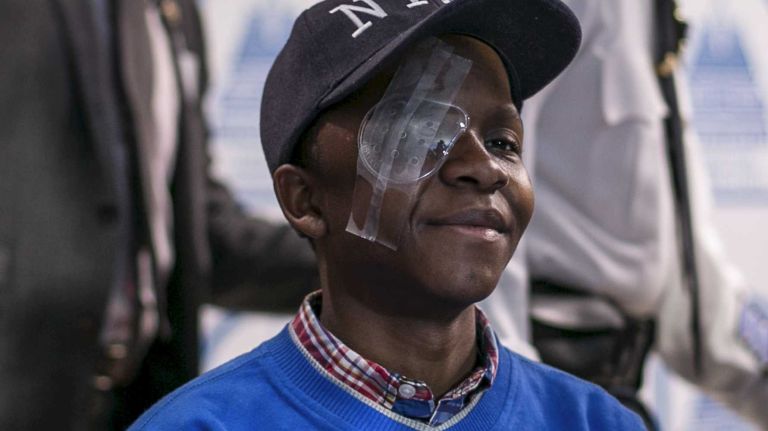 Shooting victim Gama Droiville at Kings County hospital on April 22, 2014. 