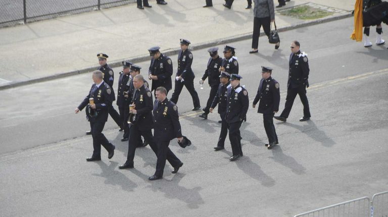 NYPD Officer Dennis Guerra remembered at memorial, funeral 43 Police arrive to pay respects at a funeral Mass at St. Rose of Lima Church April 14, 2014, in Far Rockaway for NYPD Officer Dennis Guerra. Guerra died on April 9, 2014 from injuries sustained during a fire April 6 in Coney Island.