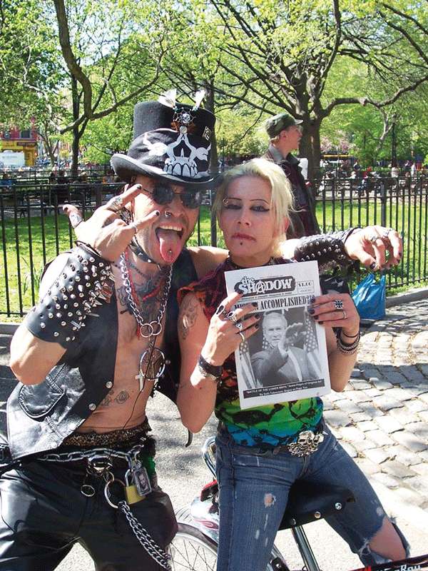 Lisa “Spike” Julian, right, in Tompkins Square Park, was fatally struck by a car near St. Mark’s Place last week.  Photo by The SHADOW