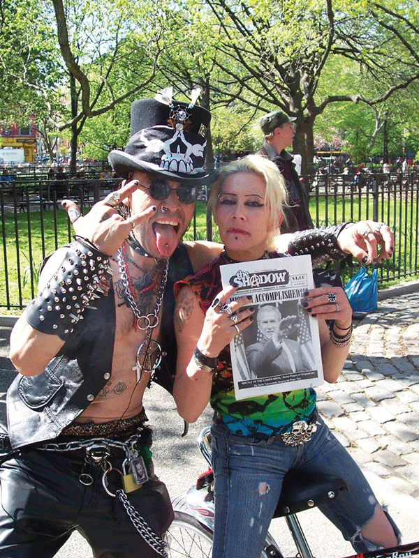 East Village punk killed by car 2 Lisa “Spike” Julian, right, in Tompkins Square Park, was fatally struck by a car near St. Mark’s Place last week. Photo by The SHADOW