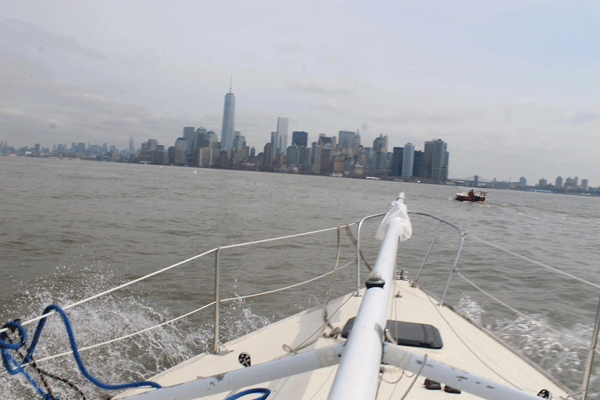 Downtown Express photo by Zach Williams View aboard one of Manhattan Sailing School’s vessels.