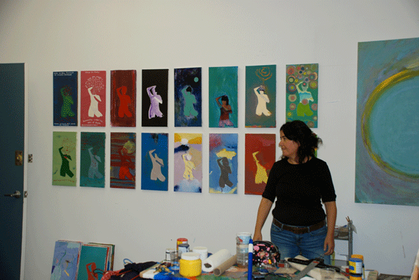 Paint what you please, in the studio of Veronique San Leandro — then see the work posted on her website.  Image courtesy of the artist