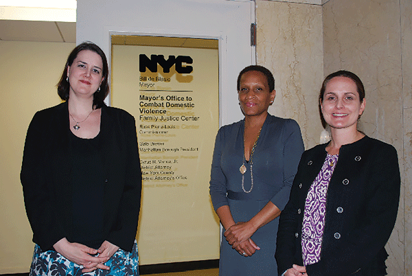 Domestic Violence Comprises Half of Chelsea Felony Assaults 1 Photo by Winnie McCroy L to R: Asst. Commissioner Tracy Weber-Thomas, Commissioner Rose Pierre-Louis, and Executive Director Hannah Pennington of the Manhattan Family Justice Center at the Mayor’s Office to Combat Domestic Violence.