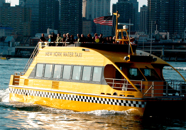 Photo courtesy of New York Water Taxi The New York Water Taxi’s ferry service offers six daily trips, during the morning and evening rush.