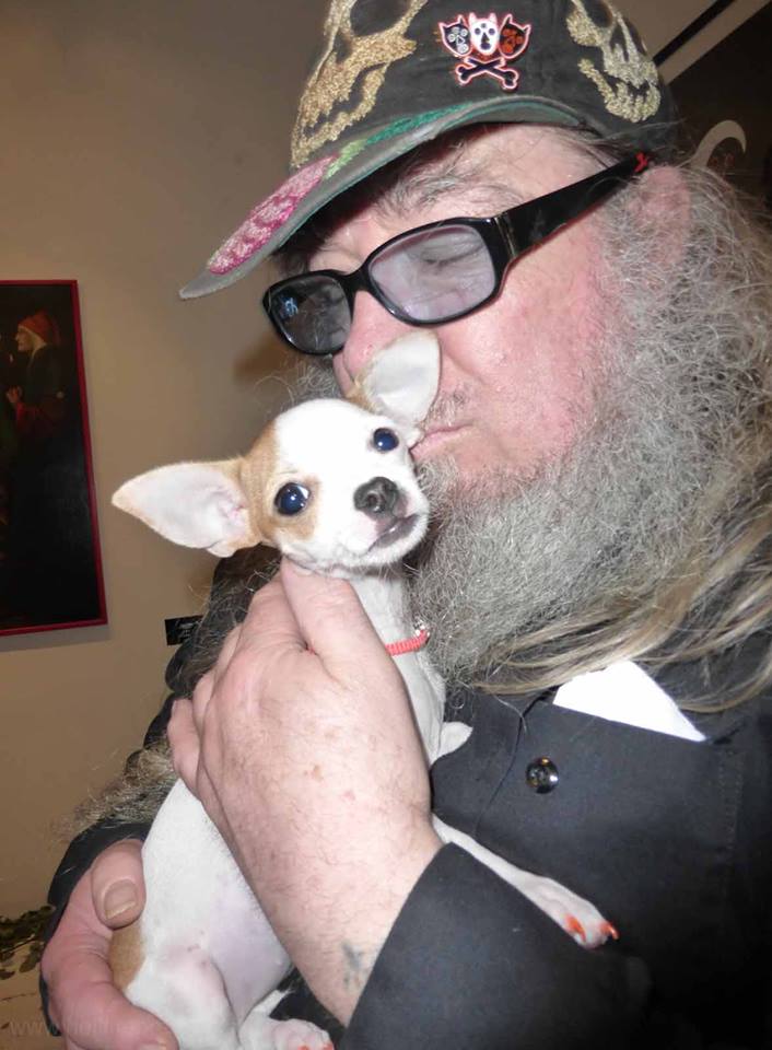 Patterson and a four-legged guest at the closing night party.