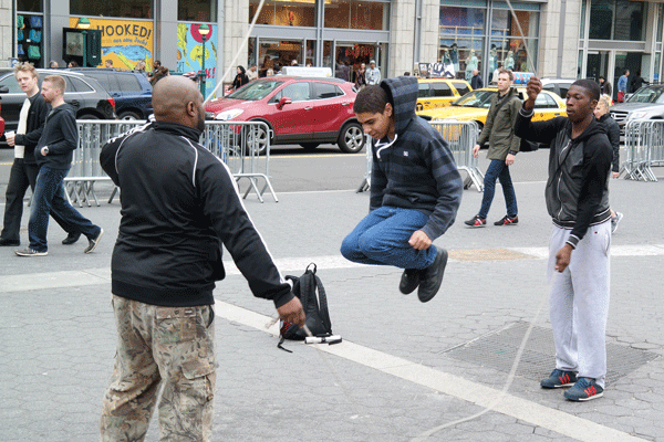 Jump-ropers got some exercise on Union Square’s south plaza on 14th St.  Photo by Milo Hess
