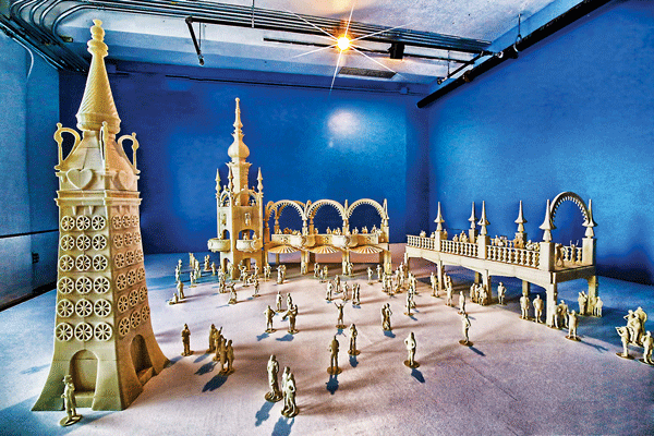 “Thompson and Dundy’s Luna Park: 3D” is a 1:13 scale replica of the original Luna Park, populated with 3-D images of modeled on players in the contemporary Coney Island scene.  Photo by Kenny Lombardi