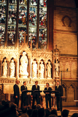 From 2013: Ensemble Amarcord, at the General Theological Seminary Chapel (once again, a host venue for June 6-14’s Chelsea Music Festival).  Photo by Frederik Jaeger