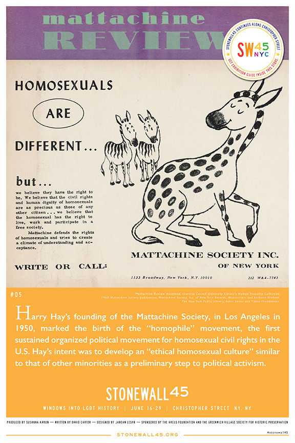 'Stonewall 45’ offers a window onto L.G.B.T. history 4 Mattachine Review masthead, courtesy of Cornell University Library’s Human Sexuality Collection; 1960 Mattachine Society publication, Mattachine Society, Inc. of New York Records, Manuscripts and Archives Division, The New York Public Library, Astor, Lenox and Tilden Foundations