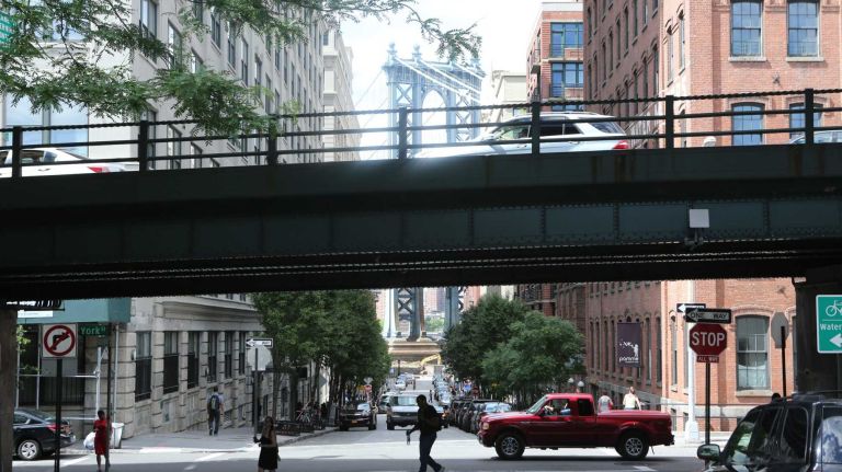 The Brooklyn Queens Expressway in Dumbo on June 6, 2014. 