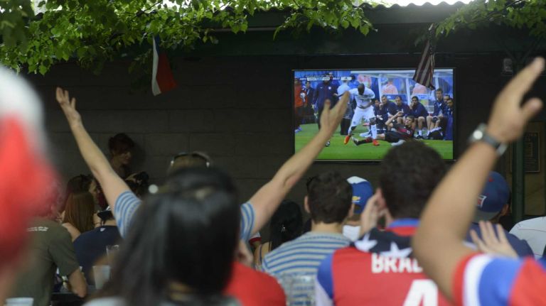 Fans gather at the Bohemian Hall & Beer Garden in Astoria to watch the United States soccer team play Germany during the 2014 World Cup.