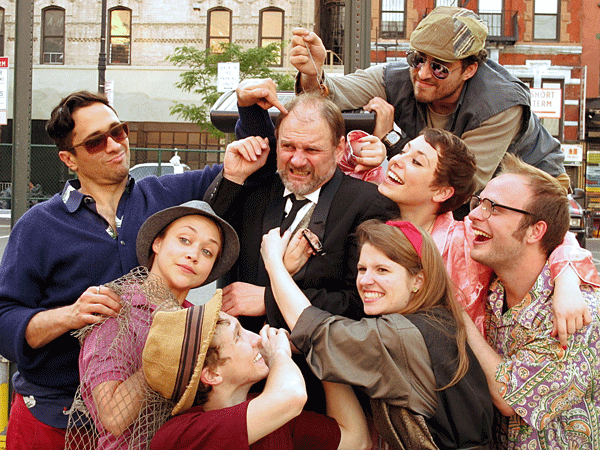 Happy with their (parking) lot in life: The cast of “Twelfth Night” brings Shakespeare to the paved outdoors, for one final season at Ludlow & Broome Streets. Photo by Claire Taddei