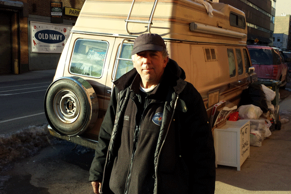 Jimmy Tarangelo, with the van that he lives in with his dogs, on Greenwich St. near Leroy St.  FILE PHOTO