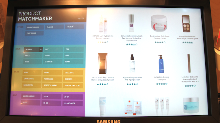 In the mood to try something new? Answer a few simple questions about yourself, such as your age range, hair type and style on a touch screen, and you'll be able to see what products people similar to you have been buying and enjoying, all available in the store for instant gratification.