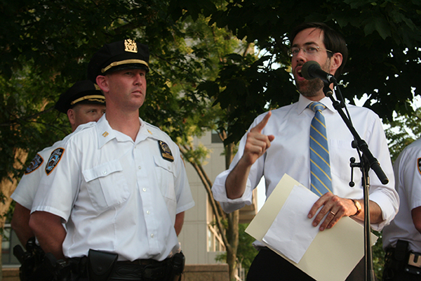Captain Brendan Timoney (Commanding Officer 1st Precinct) and NY State Senator Daniel Squadron