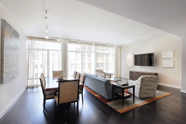 High Line, Meatpacking District, Chelsea Comprise West Side Stretch of Manhattan’s Fastest Changing Neighborhoods 1 Courtesy of Warburg Realty The living room of a three-bedroom loft at 520 W. 19th St.