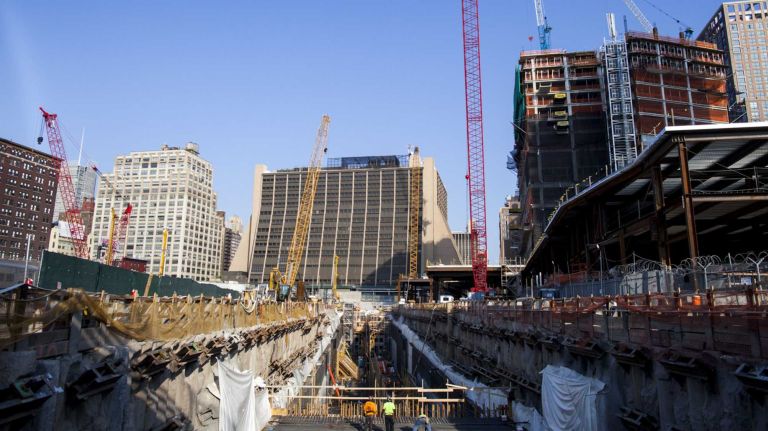 The developers of Hudson Yards show a sneak peak into the progress of the site on August 20, 2014 on the west side of Manhattan. 