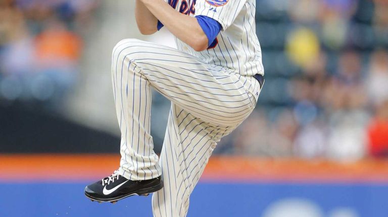 Jacob deGrom #48 of the New York Mets pitches against the San Francisco Giants at Citi Field on Saturday, August 2, 2014 in the Queens Borough of New York City.