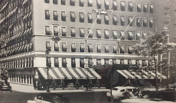 A photo, probably circa 1940s, showing how 24 Fifth Ave. looked then with an unenclosed sidewalk cafe. A spokesperson for Claudette restaurant’s owners said they “want to restore the area and block to what it once was, like in the photo.”