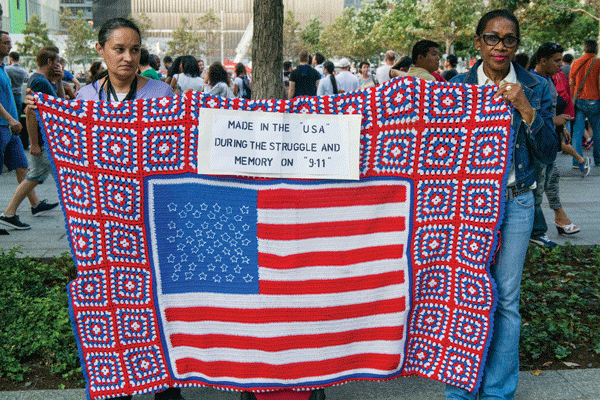 Images of 9/11, in light, artwork, quilt, signs 4 PHOTOS BY MILO HESS