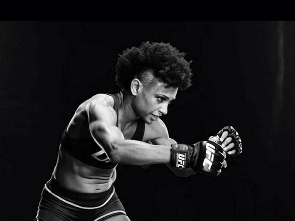Angela Hill’s best weapons are her roundhouse kick and overhead right punch.