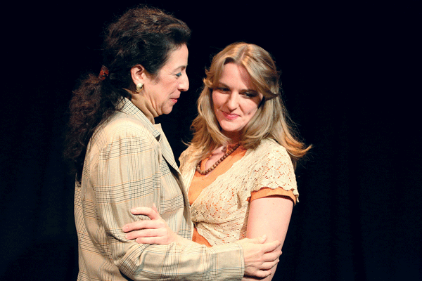 L-R: Christine Verleny as Joyce and Laurie Schroeder as Judy, in “Daughters of the Sexual Revolution.”   Photo by Gerry Goodstein 