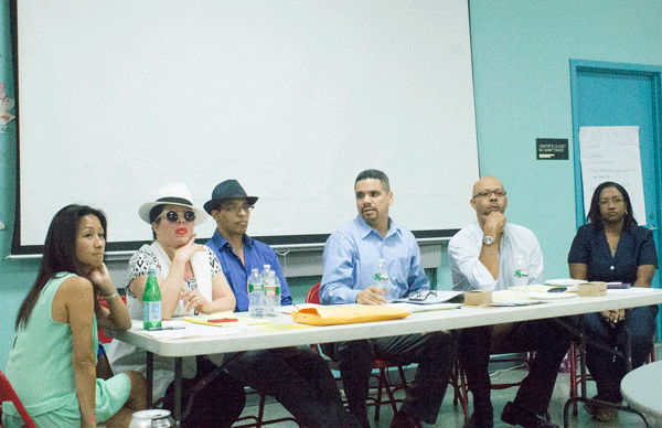 A new group gets TUFF advocating for L.E.S. 1 TUFFLES board members at the group’s Aug. 27 meeting, from left, Grace Mak, Daisy Echevarria, Aaron Gonzalez, Marc Richardson, Trever Holland and Tanya Castro. Not pictured are Sheila Hart, Alena Lopez and Brenda Siders, who were not present. Photo by Zach Williams