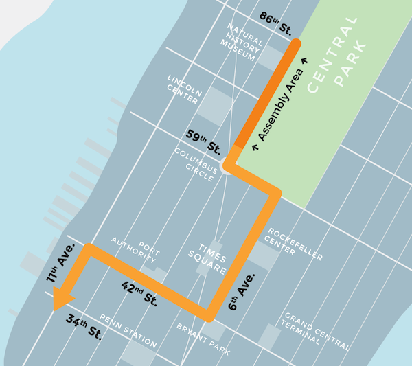 The route of the Sept. 21 climate march.