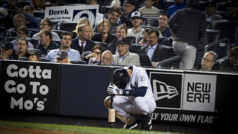 Derek Jeter's final game at Yankee Stadium 129 Yankees' Derek Jeter takes a moment before going up to bat in his last home game against the Baltimore Orioles at Yankee Stadium on Thursday, Sept. 25, 2014.