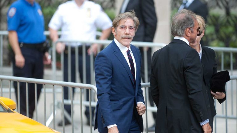 Geraldo Rivera arrives at Temple Emanu-El in Manhattan before a private funeral for Joan Rivers on Sunday, Sept. 7, 2014.