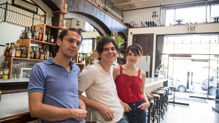Scott Schneider, left, Jay Schneider and Natalka Burian are co-owners of bar Ramona in Greenpoint.