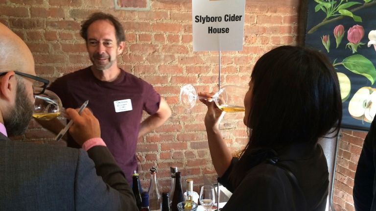 Cider Week in NYC: All about the fermented apple juice drink that is making a comeback 2 Dan Wilson of Slyboro Cider House in Granville, N.Y., discusses his product at a Cider Week preview on Monday, Sept. 15, 2014.
