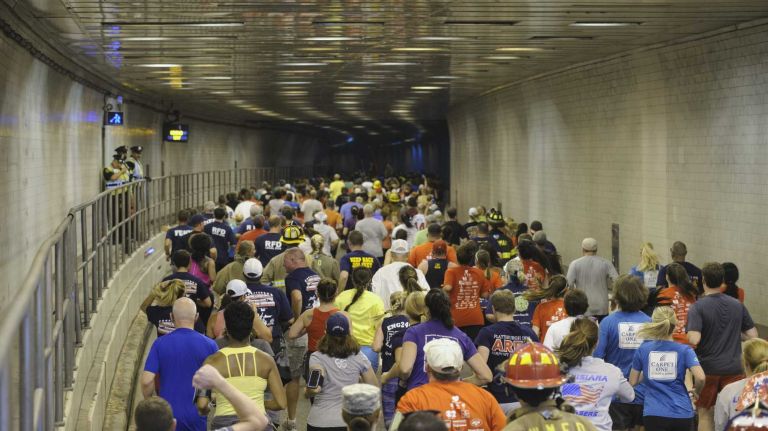 Participants in the 2014 Stephen Siller Tunnel To Towers 5K Run & Walk enter the Brooklyn entrance to the Hugh L. Carey Tunnel on Sunday, Sept. 28, 2014.