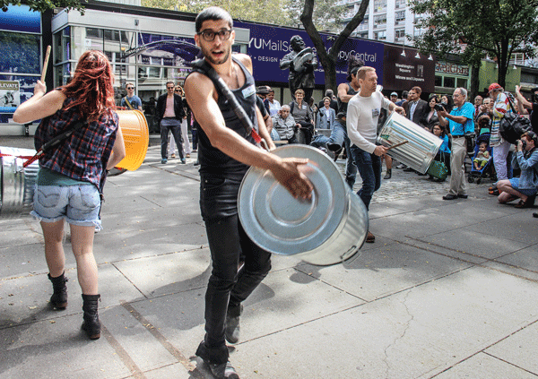 Members of “STOMP” performed in support of the rally.  Photos by Tequila Minsky