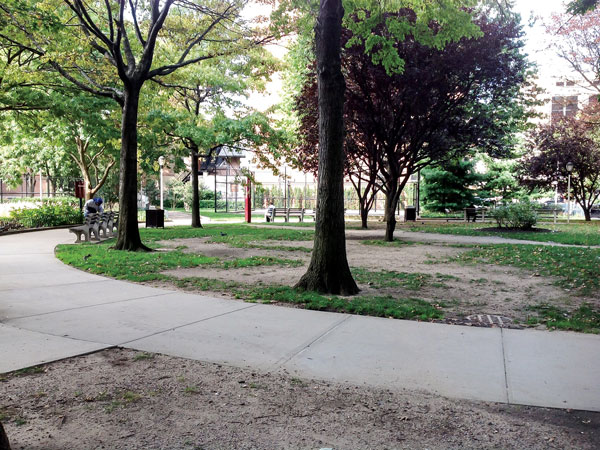 Photos by Devon Cormack The circular area at Penn South (seen here) and the track at nearby Chelsea Park are great places to walk. 