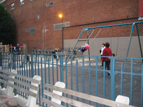 Rediscovered Film Gives Glimpse of Penn South’s Past 4 Photo by Dusica Sue Malesevic Sandbox Park has changed since serving as a location for “Domestic Tranquility.” The wall with graffiti is now clean, and the benches the mothers sat on have been moved in front of the swings.