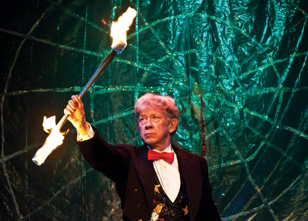 The dapper and daring John Grimaldi works his magic, at Theater for the New City’s annual Halloween extravaganza.   Photo by Lee Wexler