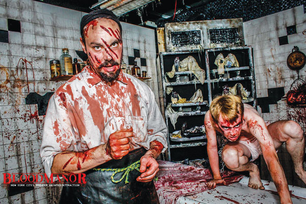 Blood Manor lives up to its name, with buckets of the red stuff around every corner.  Photo by Hector Farrulla