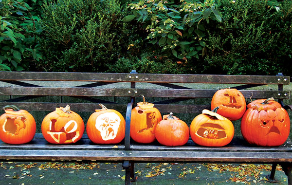 Photo by Dottie Francoeur Chelsea pumpkins contemplate their inevitable smashing, at the Nov. 1 Jack-O’-Lantern Composting event.