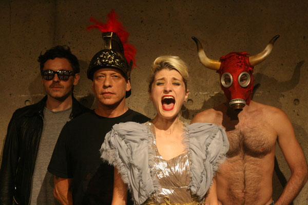 Mark Dendy, Heather Christian, Stephen Donovan and Matthew Hardy go down the rabbit’s hole, Greek myth-style, in “Labyrinth.”  Photo by Gary Heidt