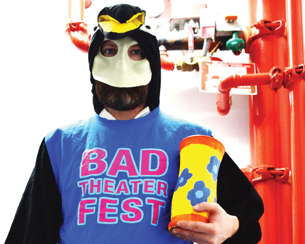 This Bad Theater Fest penguin mascot symbolizes good (although not always clean) fun. It all goes down Oct. 17-Nov. 2.  Photo by Jaqueline E. Fouasnon 