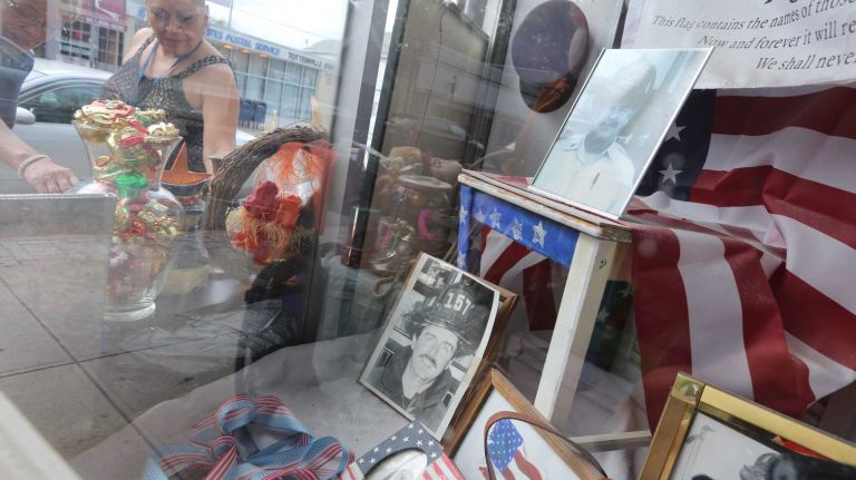 A memorial in Tottenville for firefighters from the neighborhood who died on September 11.