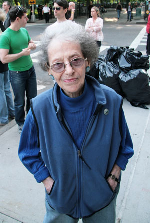 Miriam Friedlander at a rally in support of the old P.S. 64, at E. Ninth St. and Avenue B, being restored to use as a community center.    FILE PHOTO
