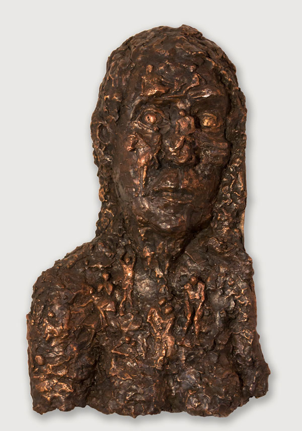 Linda Caspe: “Autobiography” (2014, bronze, 23 x 15 in.).  Courtesy of the artist