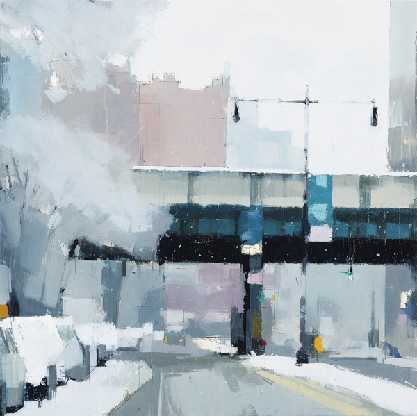 Buhmann on Art 3 Lisa Breslow: “First Snow” (2014, Oil and pencil on panel, 24 x 24 in.). Image courtesy of Kathryn Markel Fine Arts