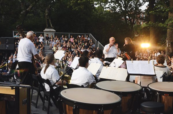 Washington Sq. Music Fest Free Concert 1 Lutz Rath, seen here conducing the Washington Square Music Festival Chamber Orchestra in Washington Square last summer, will preside over Nov. 14’s free concert. Photo by Sally J. Bair