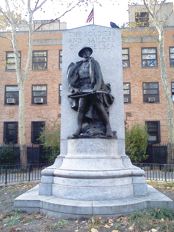 Photo by Scott Stiffler Chelsea’s Doughboy Statue (9th Ave., btw. 27th & 28th Sts.) is the setting for a new annual Veterans Day ceremony.  