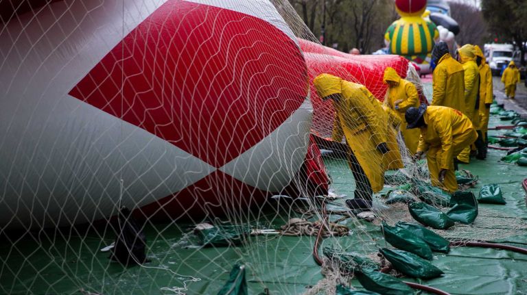 Macy's Thanksgiving Day Parade photos 21 Macy's Thanksgiving Day Parade balloons are prepared and inflated by the Natural History Museum near the parade route Wednesday, Nov. 26, 2014, in preparation for the decades old tradition of the Thanksgiving Day parade Thursday.