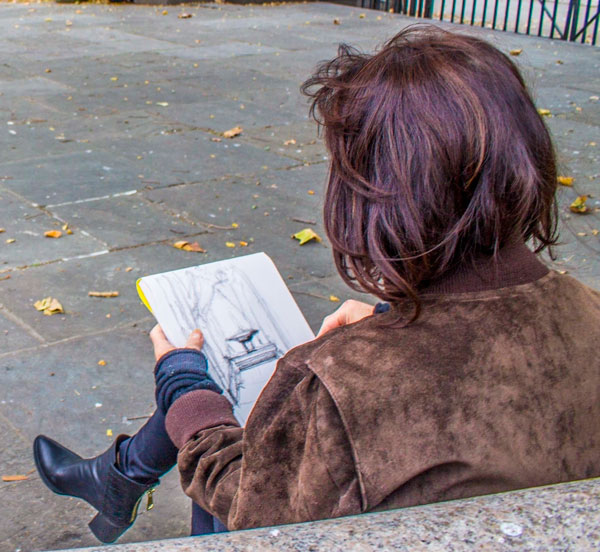 Conservancy hopes to help historic Seward Park 2 Sketching the currently nonfunctional Schiff Fountain in Seward Park. Photos by Zach Williams